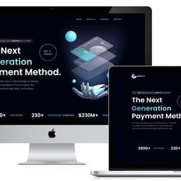 NeoBank landing page on desktop, tablet and phone